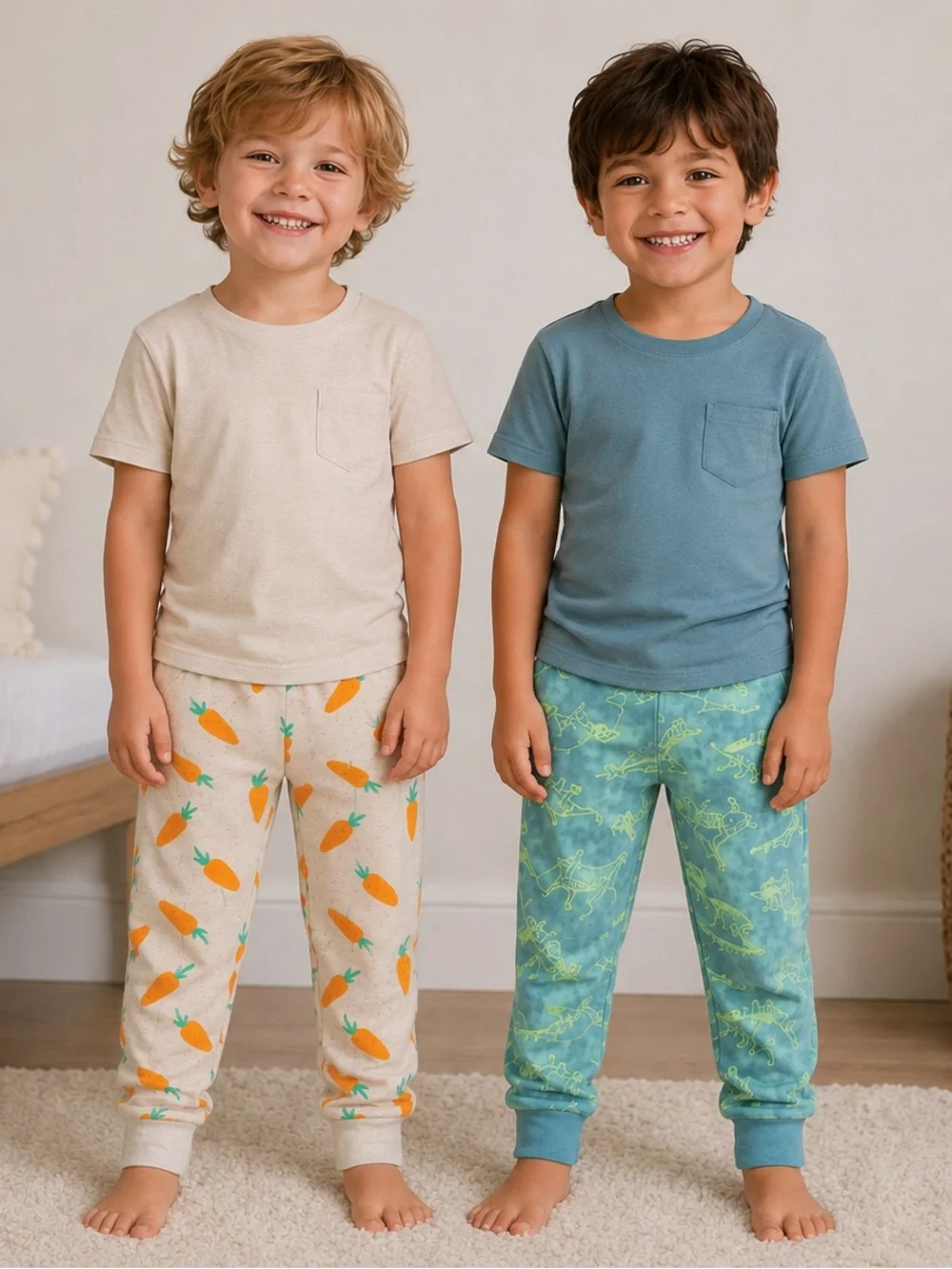 Old Navy 100% Cotton PJ Pants 2-PACK Carrot & Tie Dye Dino